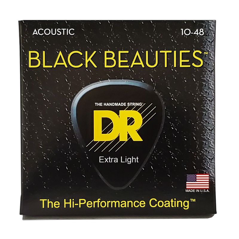 Набор струн DR Strings BLACK BEAUTIES Acoustic - Extra Light (10-48)